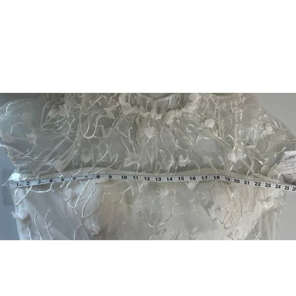 Dessy Collection NWT White 3D Floral Embroidered Puff Sleeve Maxi Dress 24W - Picture 8 of 8